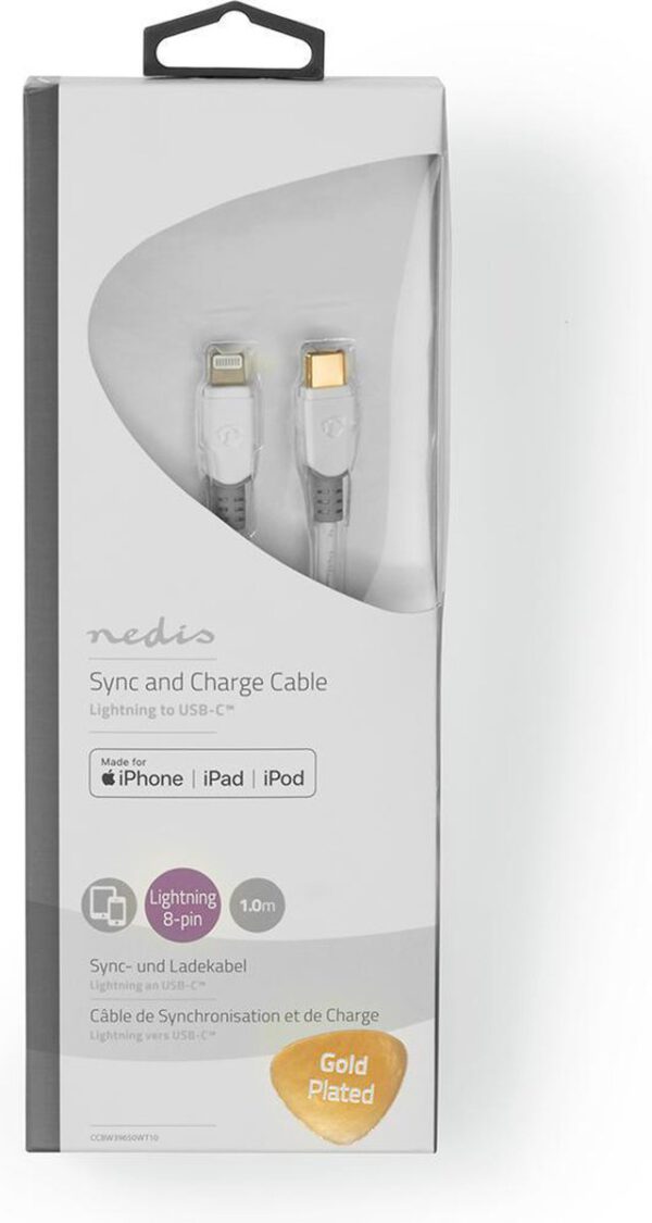 Nedis Apple Lightning-kabel naar USB-C - 1.00m - wit